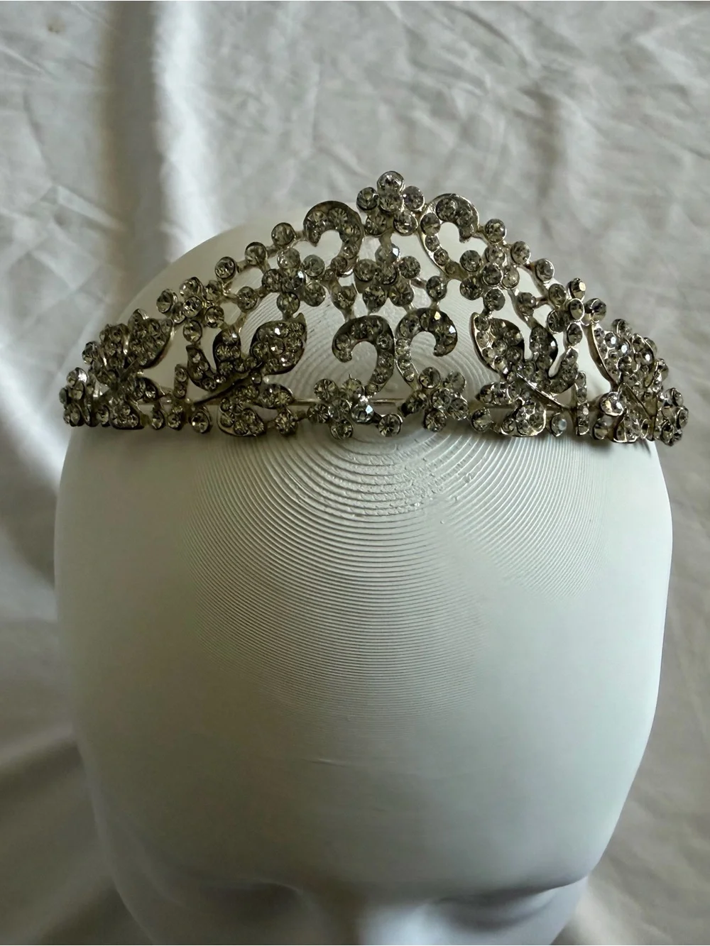 Silver Crystal Rhinestone Tiara Headband - Elegant Women's Hair Accessory
